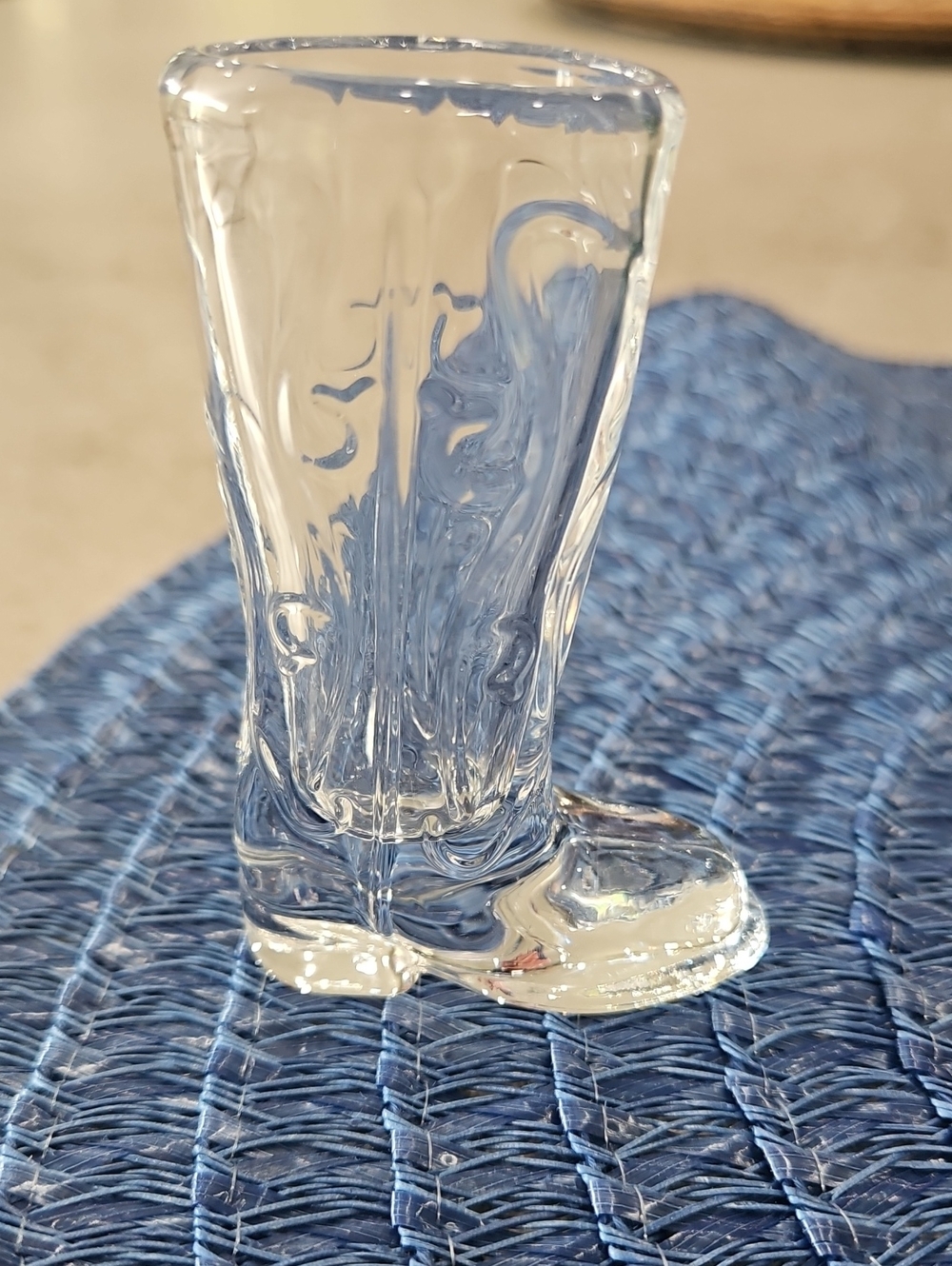 Clear Textured Glass Boot Toothpick Holder - Picture 2 of 6